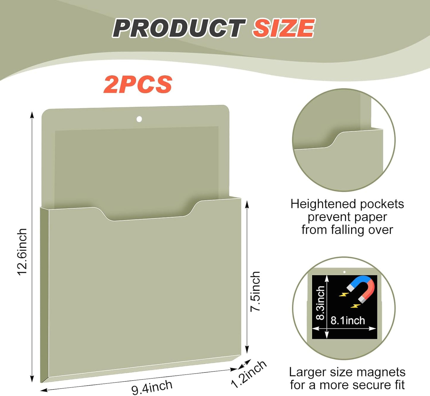 Feifeiya 2 Pcs Magnetic File Folder Wall Hanging Holder Large Pocket Paper Magazine Mail Organizer for Refrigerator Classroom Locker Whiteboard(Vertical,Purple Color,12.2 x 9.4 Inches)