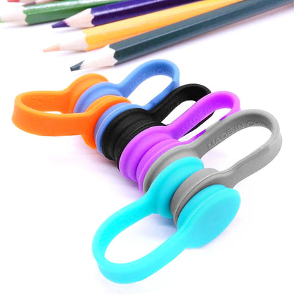 Viaky 6 Packs Magnet Wire Winder Straps, Multi-Colored Noticeboard Fridge Clips Silicone Cable Organizer Reusable Tie Phone Earbuds Bookmark Whiteboard Fridge (Lake Blue, Blue, Gray)
