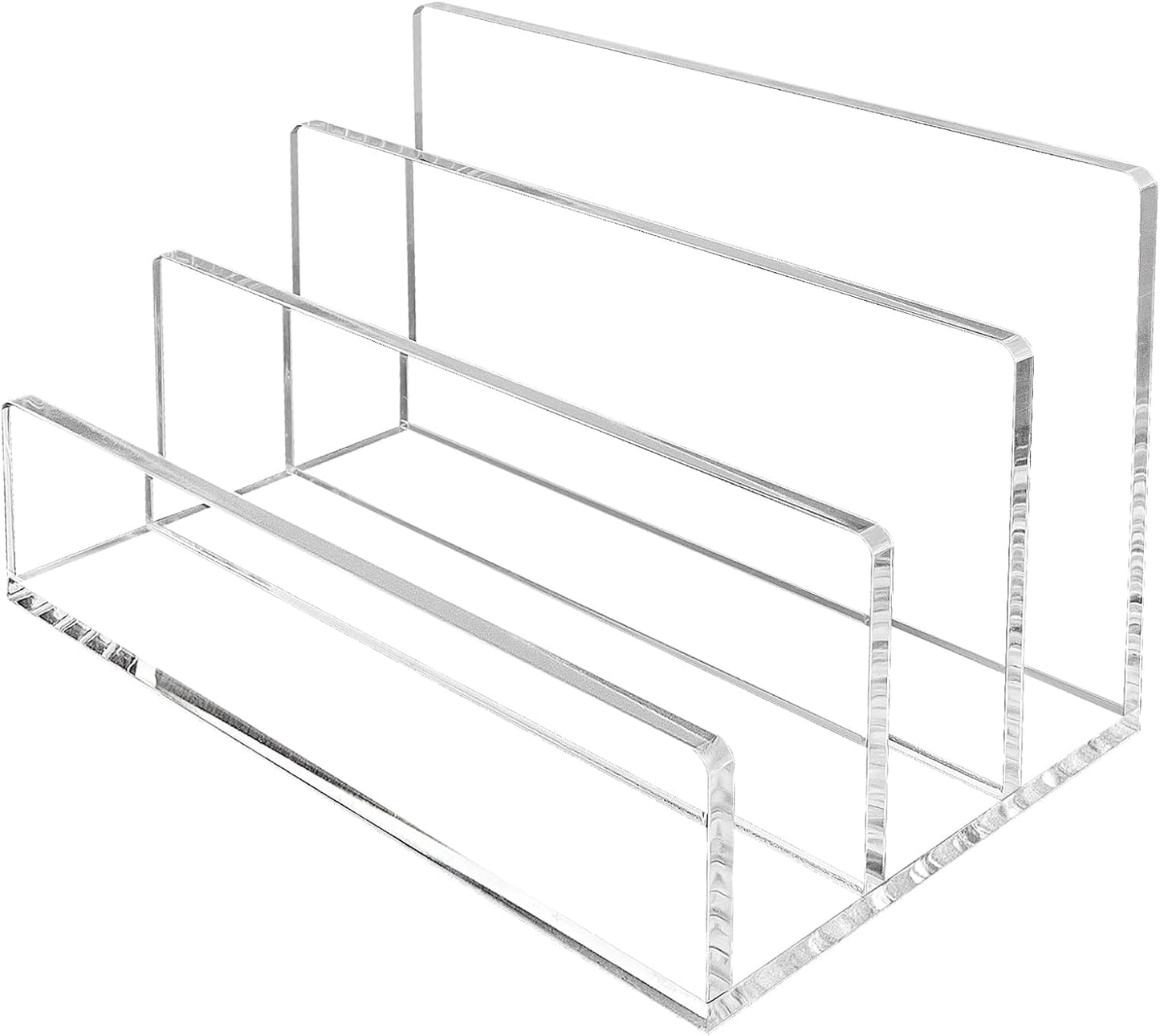 Acrylic Mail Organizer File Sorters for Desk,3-Section Laddered Desktop Vertical Letter Holder,Desk Organizer Workspace Organizer