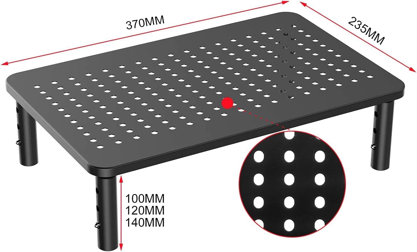 suptek Computer Monitor Stand Riser,Monitor Riser for Laptop, Printer, Notebook and All Flat Screen TV Display with Vented Platform,3 Height Adjustable Laptop Riser,1 Pack,Black(MST003)