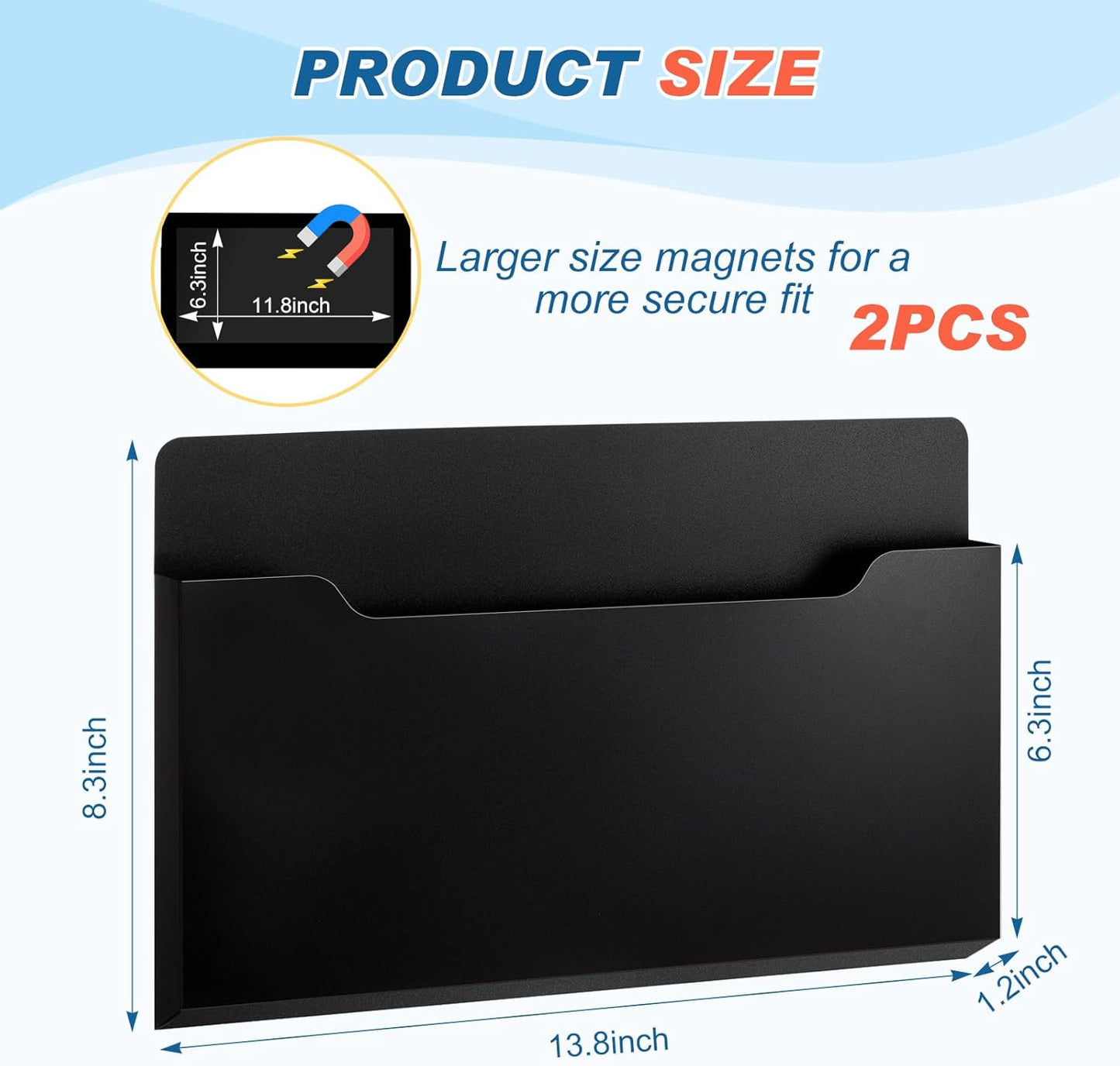 Feifeiya 2 Pcs Magnetic File Folder Wall Hanging Holder Large Pocket Paper Magazine Mail Organizer for Refrigerator Classroom Locker Whiteboard(Vertical,Purple Color,12.2 x 9.4 Inches)