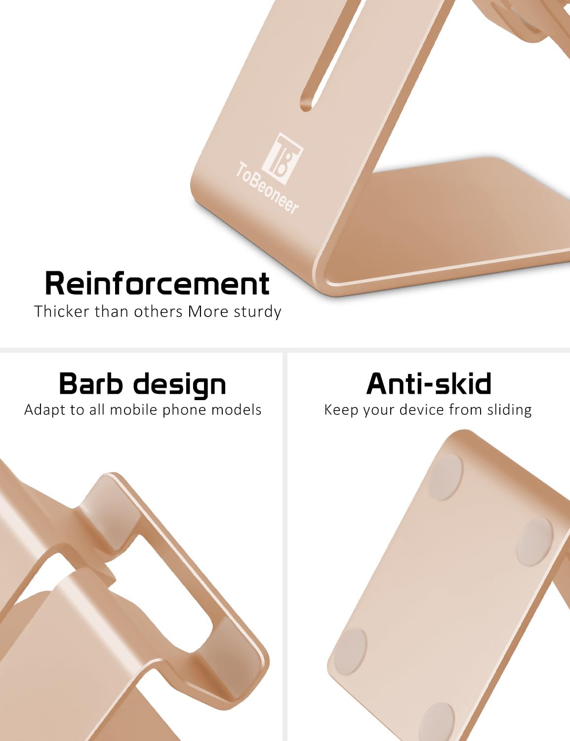 Desktop Cell Phone Stand Holder, Aluminum Solid Portable Universal Desk Stand for iPhone 16 15 14 13 12 11 X 8 7 6 Plus 5 Ipad 2 3 4 Mini Samsung Huawei All Mobile Smart Phone, Silver