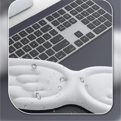 Angel Wing Wrist Rest Ergonomic Memory Foam Wrist Rest for Computer Keyboard Mouse Set with Cup Mat, Cute Gaming Keyboard Cushion Hand Support PU Leather Surface Anti-Slip Waterproof（White）