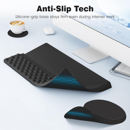 Ospelelf Ergonomic Mouse Pad and Keyboard Stand Wrist Rest Set, Memory Foam Comfort, Pain Relief for Typing, Office Desk Accessories, Moonlit Blossoms