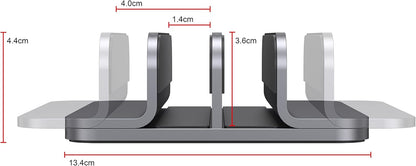 JOKItech Dual Aluminum Vertical Laptop Stand Organizer, Sturdy Notebook Computer Holder Stand Compatible with New Liquid Retina XDR Apple MacBook Air/Pro/Neo, Mac mini & iPad Pro - Black