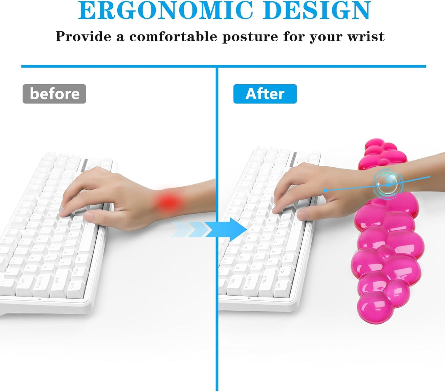 Gel Cloud Keyboard and Mouse Wrist Rest, Cute Wrist Support and Arm Support Keyboard Rest for Keyboard and Mouse Typing Pain Relief，Suitable for Office/Computer/Laptop/Gaming (Pink)
