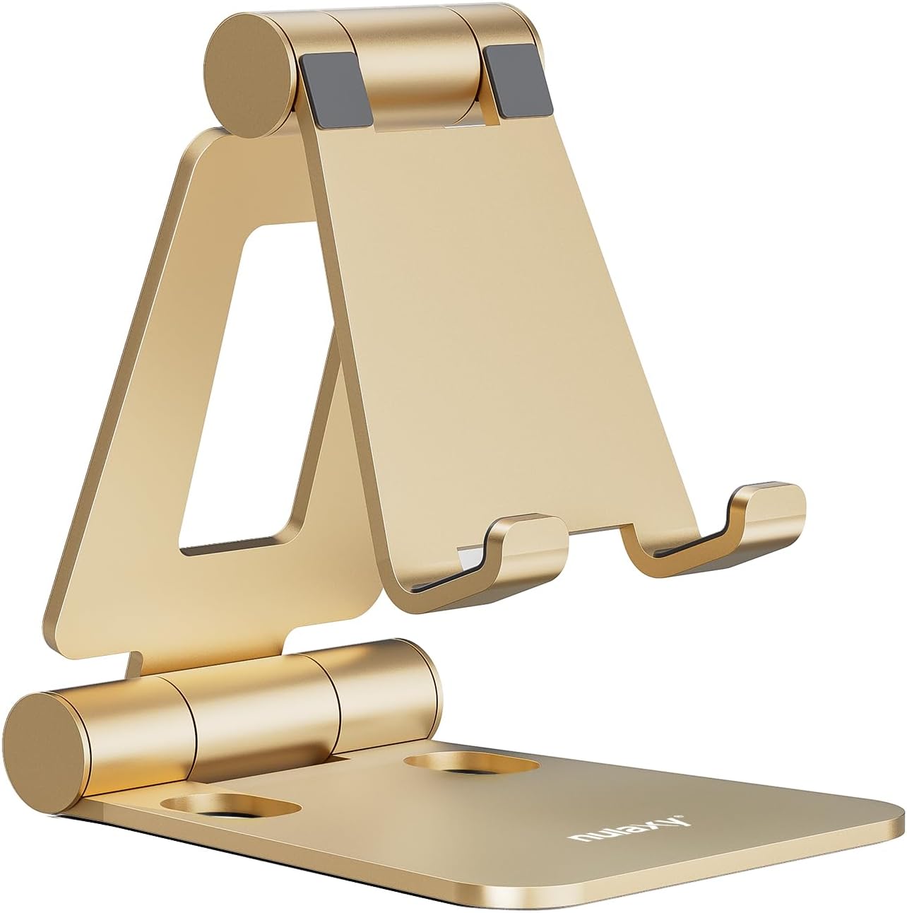 Nulaxy Dual Folding Cell Phone Stand, Fully Adjustable Foldable Desktop Phone Holder Cradle Dock Compatible with iPhone 17 16 15 14 13 12 11 Pro Max Xs Xr X 8, Nintendo Switch, All Phones