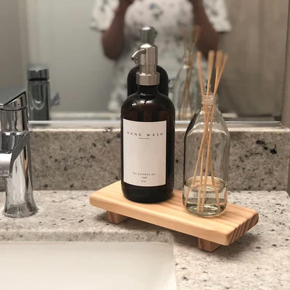 Wood Risers for Desk Organizer, Tray For Bathroom, Riser for kitchen counter, Wood Stand For Kitchen Counter, Perfume Organizer Plant Stand (Natural, 9 x 4 Inches)
