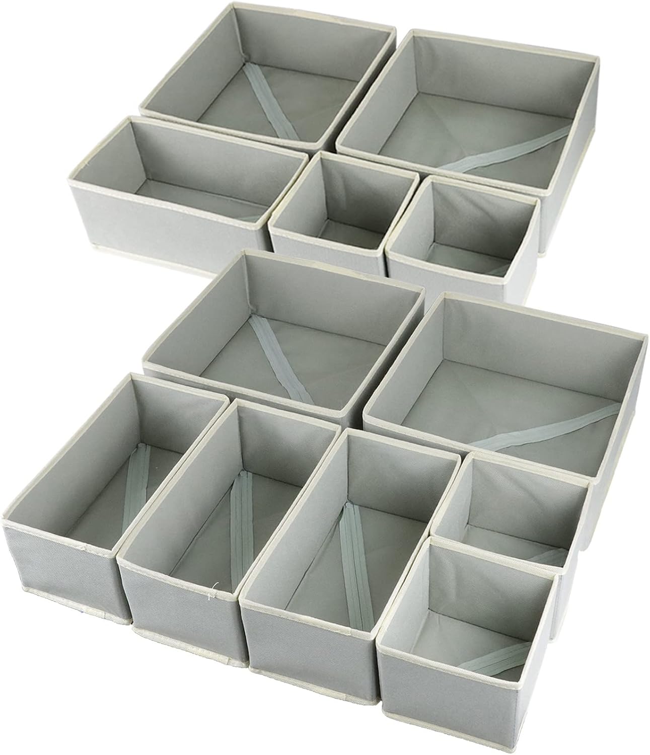 Fordonral 12 Pack Drawer Organizer Clothes, Foldable Fabric Dresser Organizer Closet Organizers and Storage Box for Underwear,Folded Clothes,Baby Clothing,Socks,Bra,Towels,Ties(12 Pack,Gray)