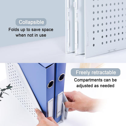 FRETONBA Collapsible Magazine File Holder with 2 Vertical Compartments Foldable Binder Holder for Desk Binder Storage Organizer Plastic Magazine Holders for Shelf, Dark Gray