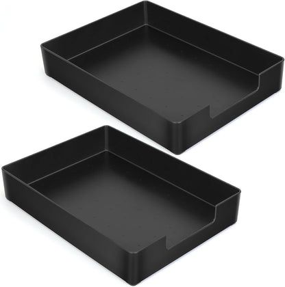 Letter-Size Tray, 2PCS Plastic Stackable A4 Paper Tray, Desk Drawer Organizer, Multi-use Large Storage Basket for Office Home Supplies,13 x 9.6 inch