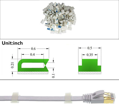 Coopache Ethernet Cable Clips Adhesive, Wire Clips Holder, Self Adhesive Wire Clips Management for Home and Office (100 Pieces) (White)