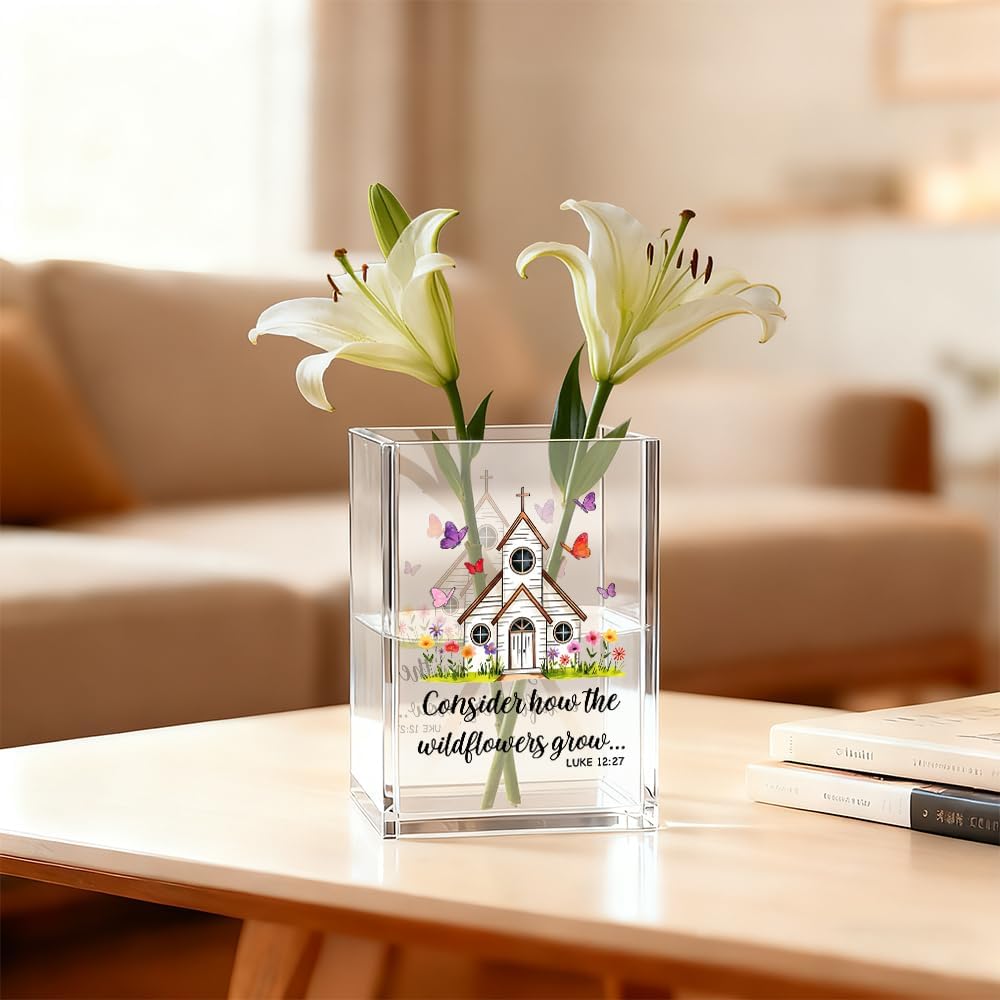 Just Breathe Acrylic Cosmetic Organizer Pen Holder, Anxiety Relaxing Acrylic Desk Holder Cup for Pen Pencil, Dandelion Desk Organizer, Mental Health Office Gifts for Coworker Leader Friend