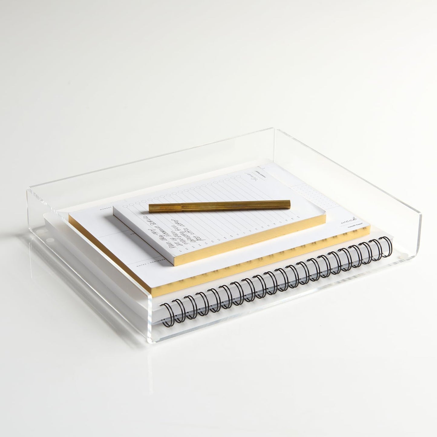 russell+hazel Fine Line Acrylic Inbox, 12.4" x 10" x 2" – Clear Acrylic Paper Tray for Home, Office, or Multi-Purpose Storage