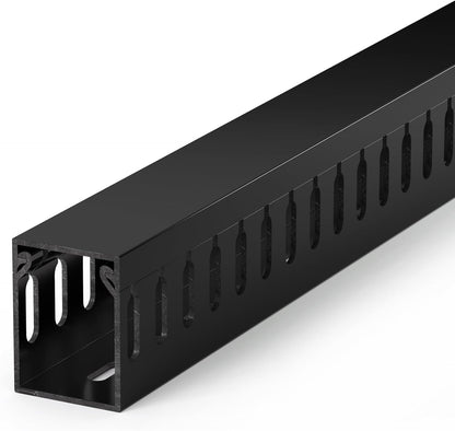 ZhiYo 2 x 2in Professional Server Rack Cable Management Raceway, 99in (6X L16.5in) Cable Raceway Kit, Electrically Safe PVC Open Slot Wire Raceway for Under Desk/Computer/Network Cords, Black