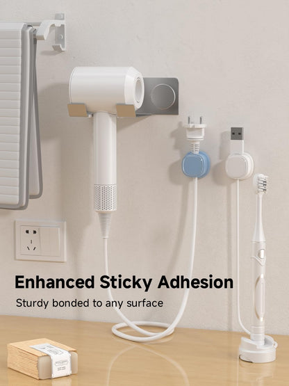 9 Pack Cord Organizer, Spring Cable Management, Adhesive Cute Cable Holder Clips, Phone Charger Wire Keeper for Desk Nightstand Car Office (9-Pack White_Orange_Blue)