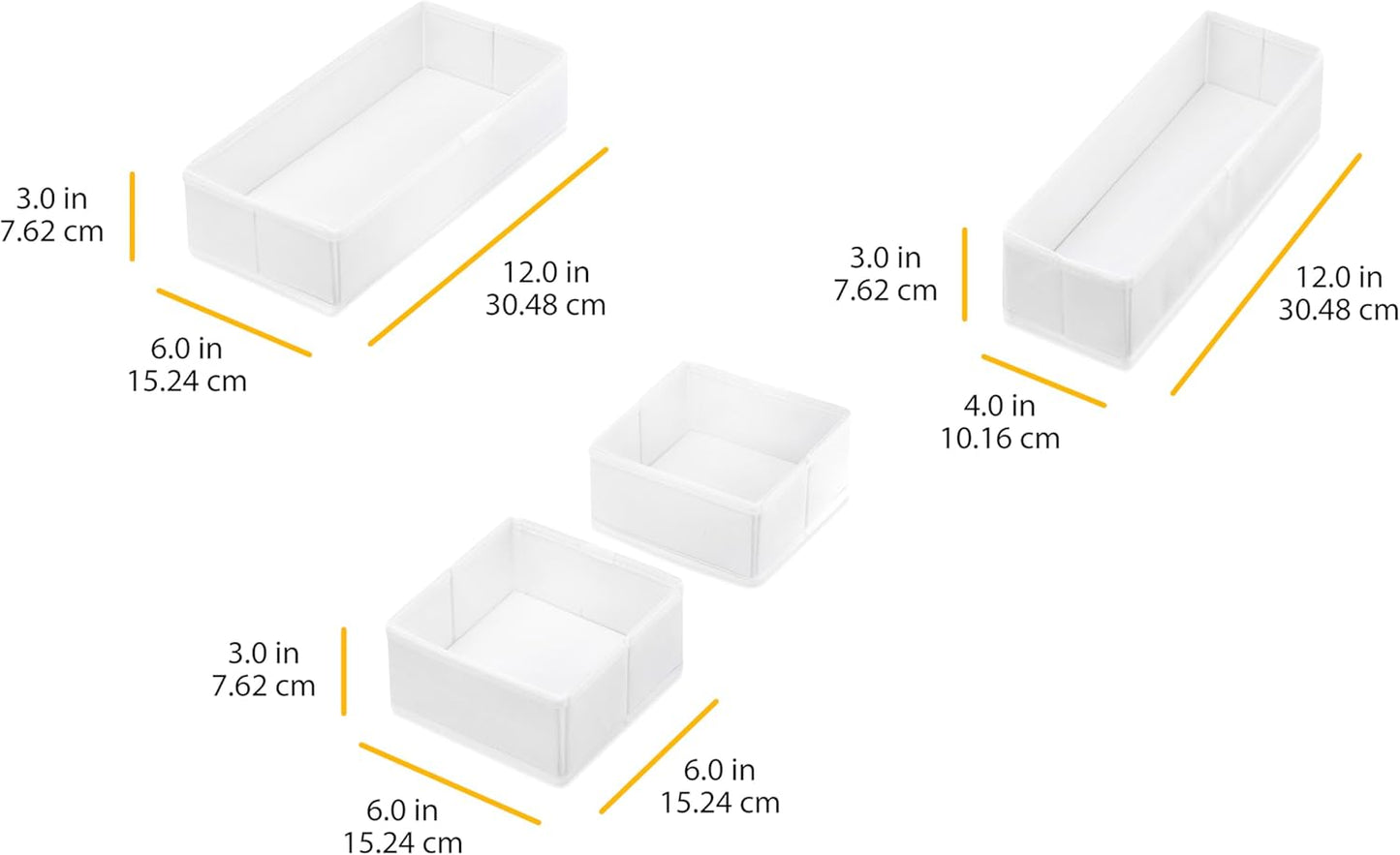 Whitmor 6283-9871 Set of 4-Crosshatch Gray Drawer Organizer