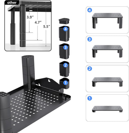Pholiten Monitor Stand Riser, Desktop Stand, Computer Stand, Ergonomic Design, Two-Level Design, Desktop Organization, Keyboard Smartphone Storage, Printer Stand, Display Stand, 16.5 x 9.3 x 5.6