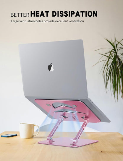 Laptop Stand, Ergonomic Adjustable Computer Stand for Collaborative Work, Foldable and Portable Heat Sink Computer Stands, Fits up to 15.6-inch Laptops (Orange)