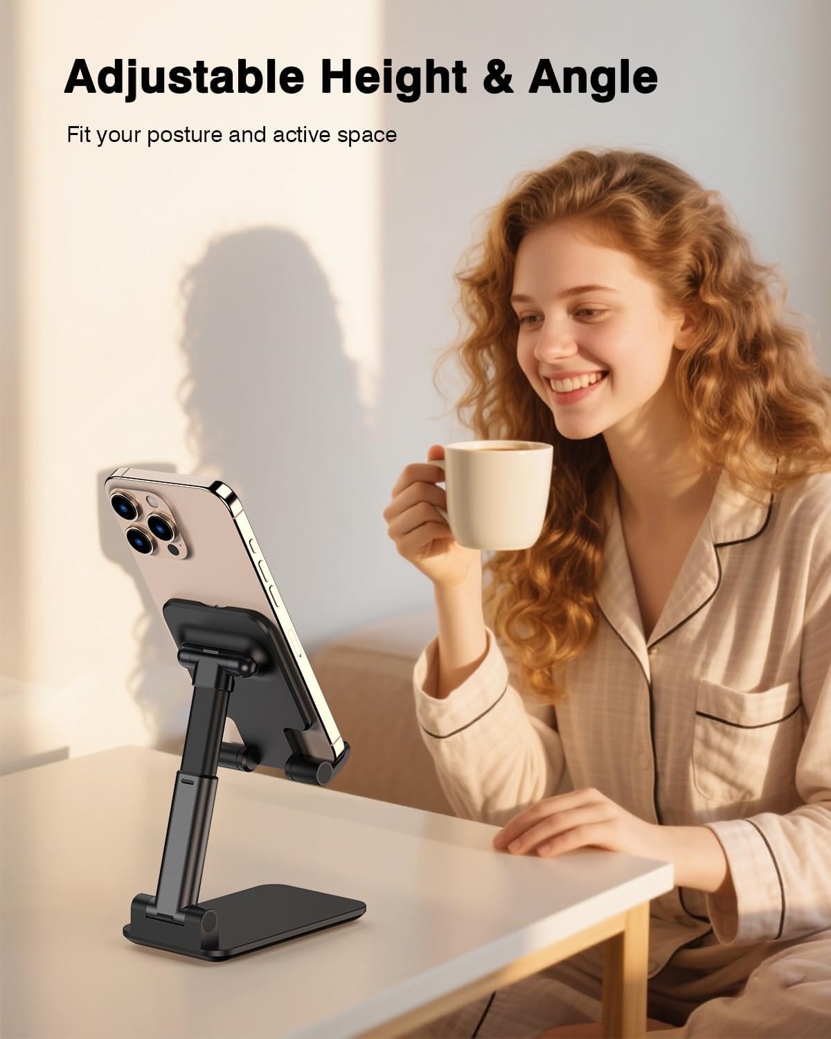 Yoozon 𝟐𝟎𝟐𝟓 𝐔𝐩𝐠𝐫𝐚𝐝𝐞𝐝 Cell Phone Stand for Desk, Adjustable Foldable Phone Holder, Portable Cellphone Stands for All Smart Phones for Switch, Office Desk Accessories