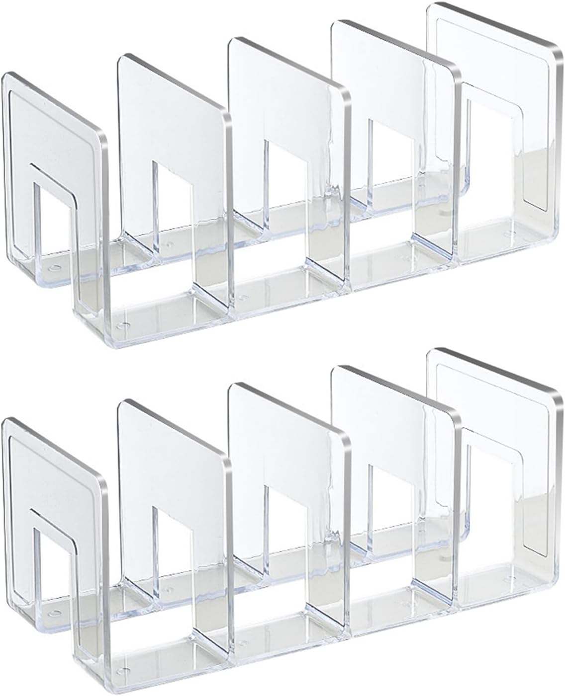 2PCS Acrylic File Organizer for Desk, Desktop Document/Mail Organizer, 4 Compartments Plastics Invisible Bookshelf Floating (12.5" x 5.7" x 5", Black)