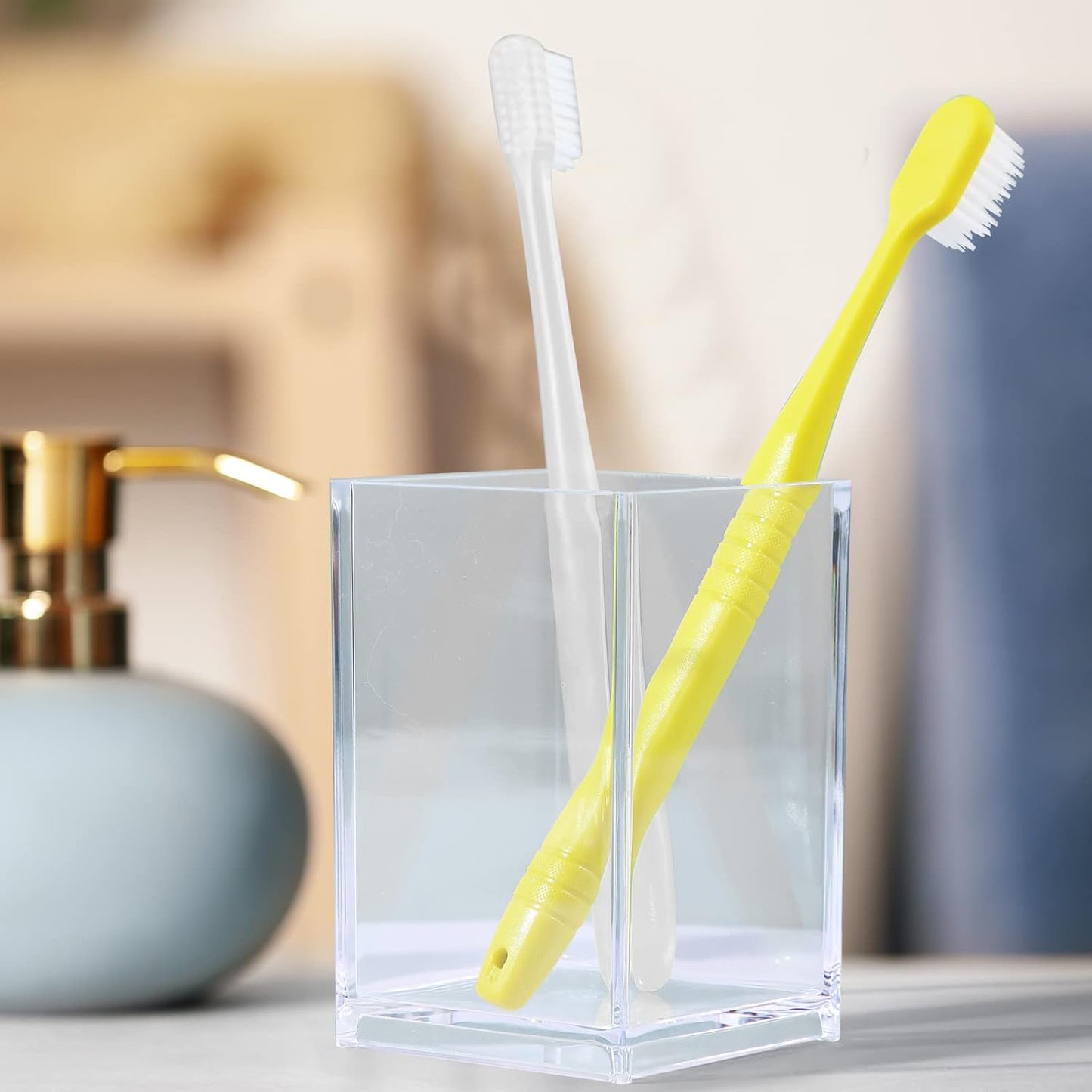 Crtiin 20 Pieces Acrylic Pencil Holder Makeup Brush Holder Pen for Desk Pencil Cup Acrylic Desk Accessories Desktop Stationery Organizer for Office School Home Supplies(Clear)