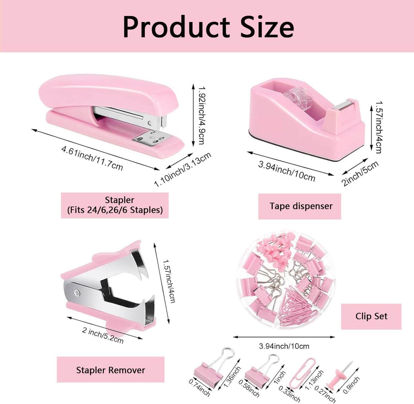 suniya Office Supplies,Gold Desk Accessories,with Stapler,Tape Dispenser,Pen Holder,Scissors,Phone Stand,Staple Remover,Ballpoint Pen,Clear Tape, Staples,Ruler,Clips,Best Gift for Business or Boss