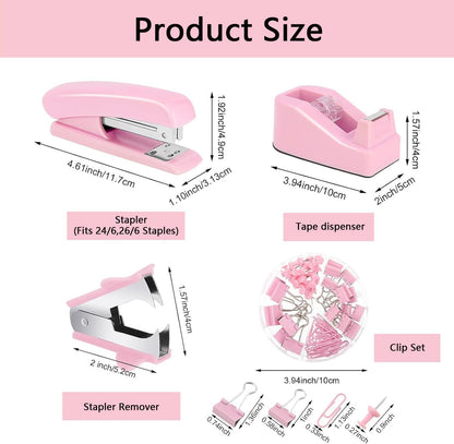 suniya Office Supplies,Gold Desk Accessories,with Stapler,Tape Dispenser,Pen Holder,Scissors,Phone Stand,Staple Remover,Ballpoint Pen,Clear Tape, Staples,Ruler,Clips,Best Gift for Business or Boss