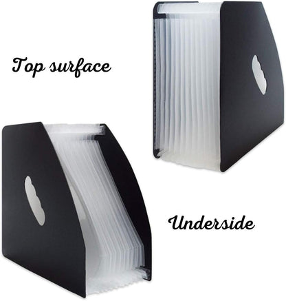 SAYEEC Rainbow Expanding File Holder Standing A4 Vertical Mini Book Organizer Magazine Basket Desktop 13 Pockets Files Folder with Handle for Students Examination Paper Bills Office Study