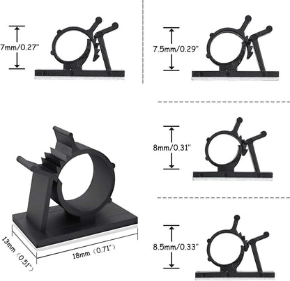 Viaky 30 Pcs Black Clips Self Adhesive Backed Nylon Wire Adjustable Cable Clips Adhesive Cable Management Drop Wire Holder