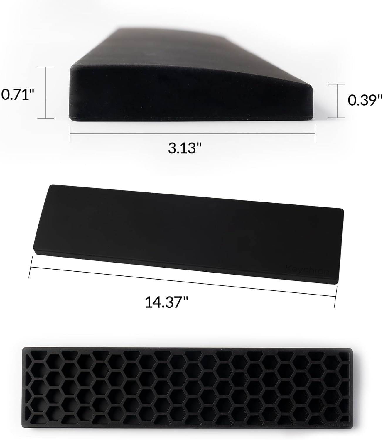 Ergonomic Silicone Wrist Rest for Keychron K8 / K8 Pro / K8 Max / K8 HE/ C1 / C1 Pro / L4, 14.09" Honeycomb Non-Slip Palm Rest, 80% TKL Mechanical Keyboards Support with Typing Pain Relief
