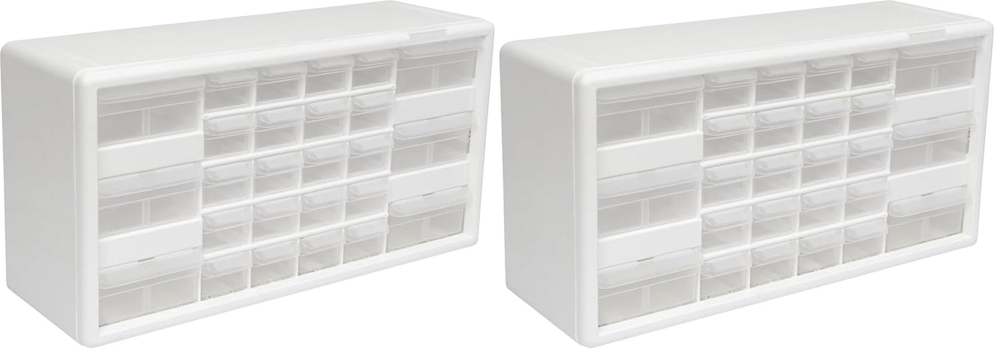 Akro-Mils 24-Drawer Plastic Drawer Storage Cabinet for Garage Organization, Bead Organizer, Building Bricks Storage, Teacher Toolbox, Makeup Organizer, 20" W x 6" D x 16" H, 10124 Black