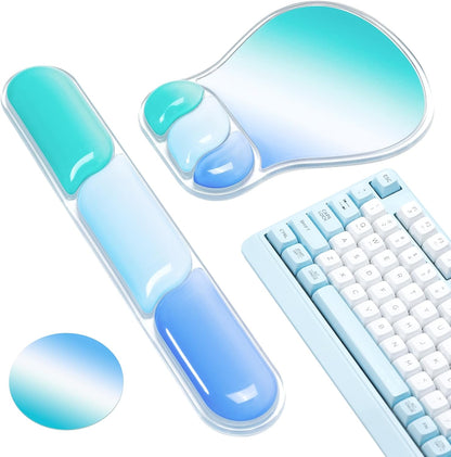 Ospelelf Mouse Pad with Wrist Rest Set Gel Ergonomic Keyboard Wrist Support Anti-Slip Rubber Bottom Office Women Desk Accessories for Computer, Laptop and Gaming, Black and Grey