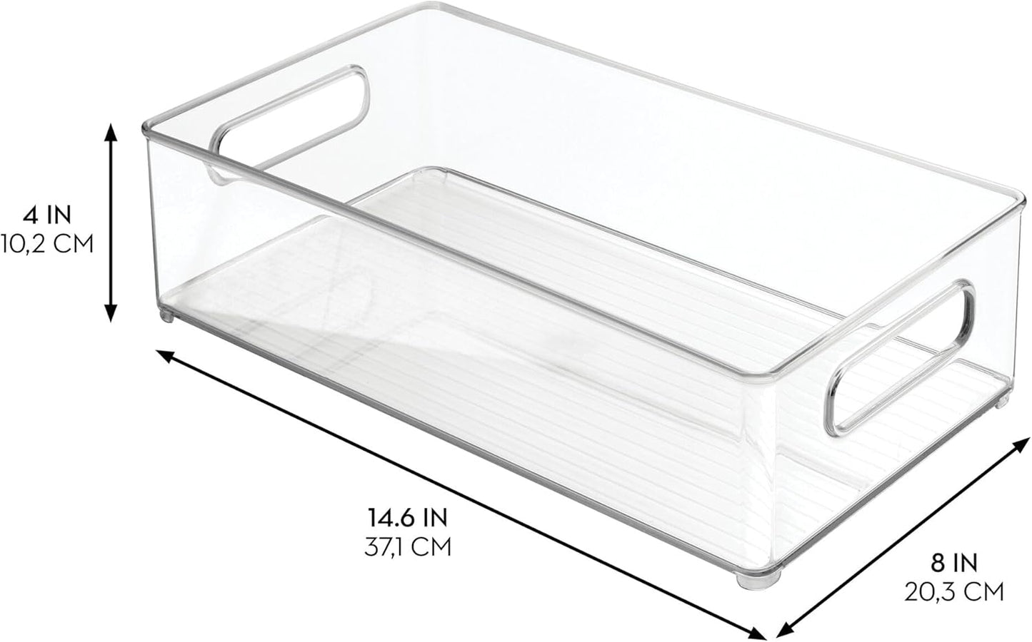 iDesign Stackable Fridge Bin - Storage Bin for Freezer or Pantry, Set of 2, Clear, Made in USA