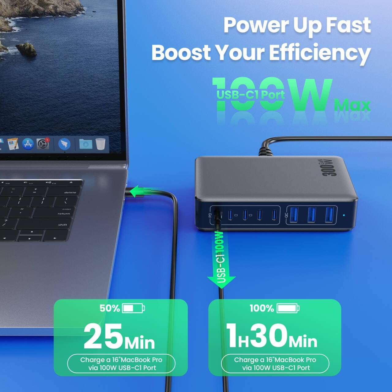 USB C Charger 200W USB C Charger Block,Upgraded GaN III 8-Port Fast Charging Station Hub,PD 65W Laptop Charging Adapter Compatible with MacBook Pro/Air,DELL,Steam Deck,iPhone 16/15/14,Galaxy S23/22