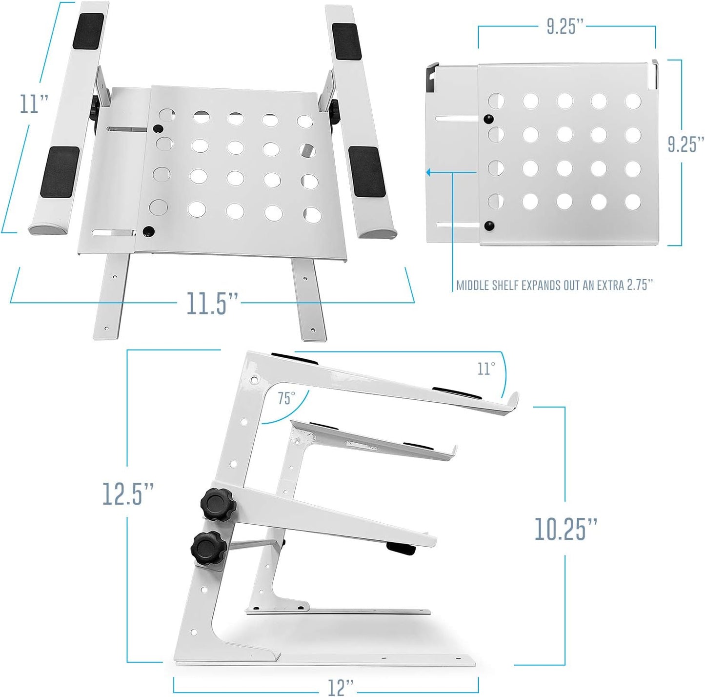 AXA AXCESSABLES DJ Laptop Stand with Travel Bag | Portable Foldable Aluminum Laptop Stand for Laptops up to 15 inches and 20lbs | No Assembly Required, Includes Carrying Bag