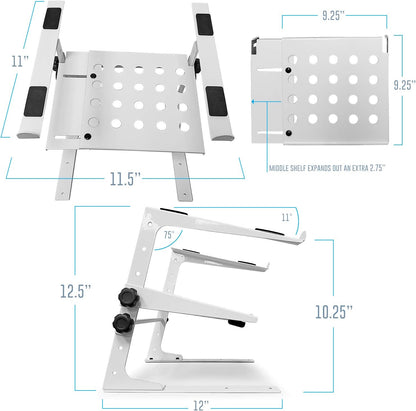 AXA AXCESSABLES DJ Laptop Stand with Travel Bag | Portable Foldable Aluminum Laptop Stand for Laptops up to 15 inches and 20lbs | No Assembly Required, Includes Carrying Bag