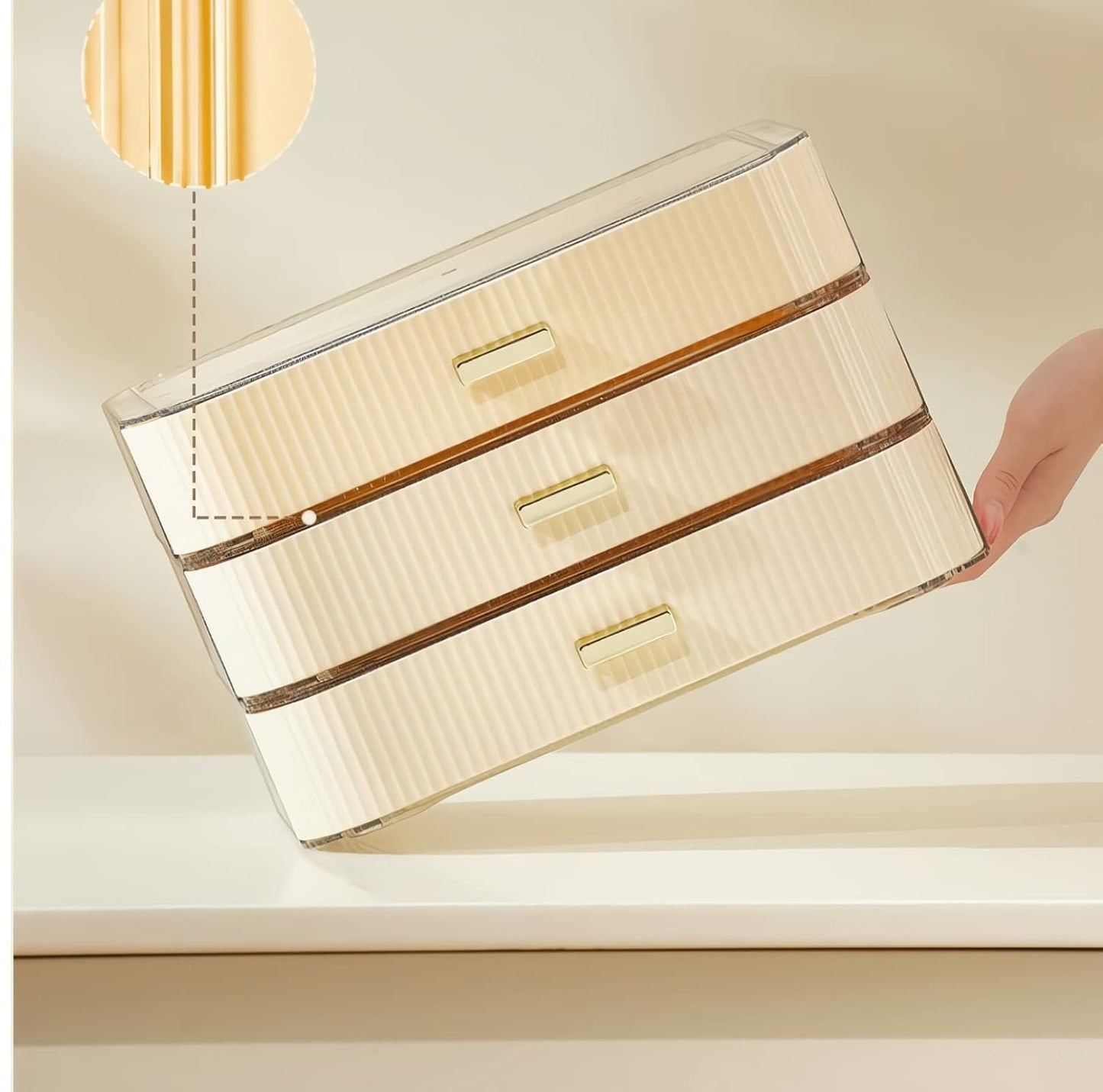 Stackable Cosmetics Organizer Drawers, Bathroom Vanity Makeup Organizers and Storage, Ideal for Desk and Dresser Countertops, Great for Palette, Skincare, Lipsticks, Nail Care. Green