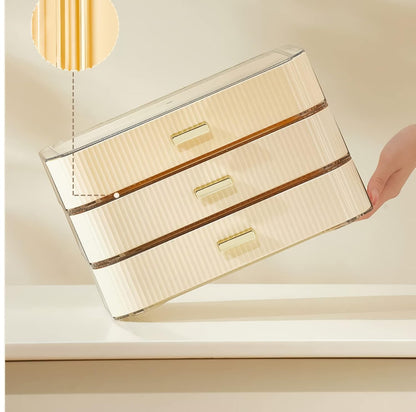 Stackable Cosmetics Organizer Drawers, Bathroom Vanity Makeup Organizers and Storage, Ideal for Desk and Dresser Countertops, Great for Palette, Skincare, Lipsticks, Nail Care. Green