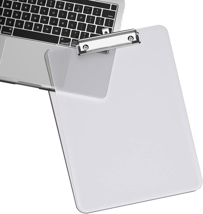 Rimilak 8.5 x 11 Plastic Clipboards Set of 2, Low Profile Metal Clip, Translucent Board, 12.5 x 9 in Letter Size, Office Supply, Back to School, Purple