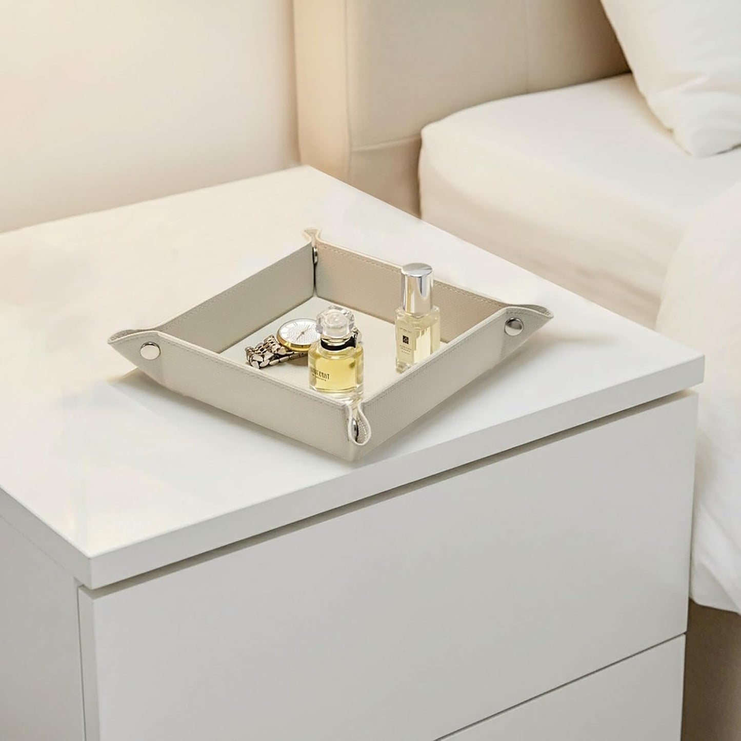 UnionBasic Medium Valet Tray, Jewelry Tray for Rings Watches Earrings, Entryway Catchall Caddy for Coins Keys Change, Nightstand Bedside Valet Holder, Trays for Electronic Gadgets, Candy Pink Plus - Colors B