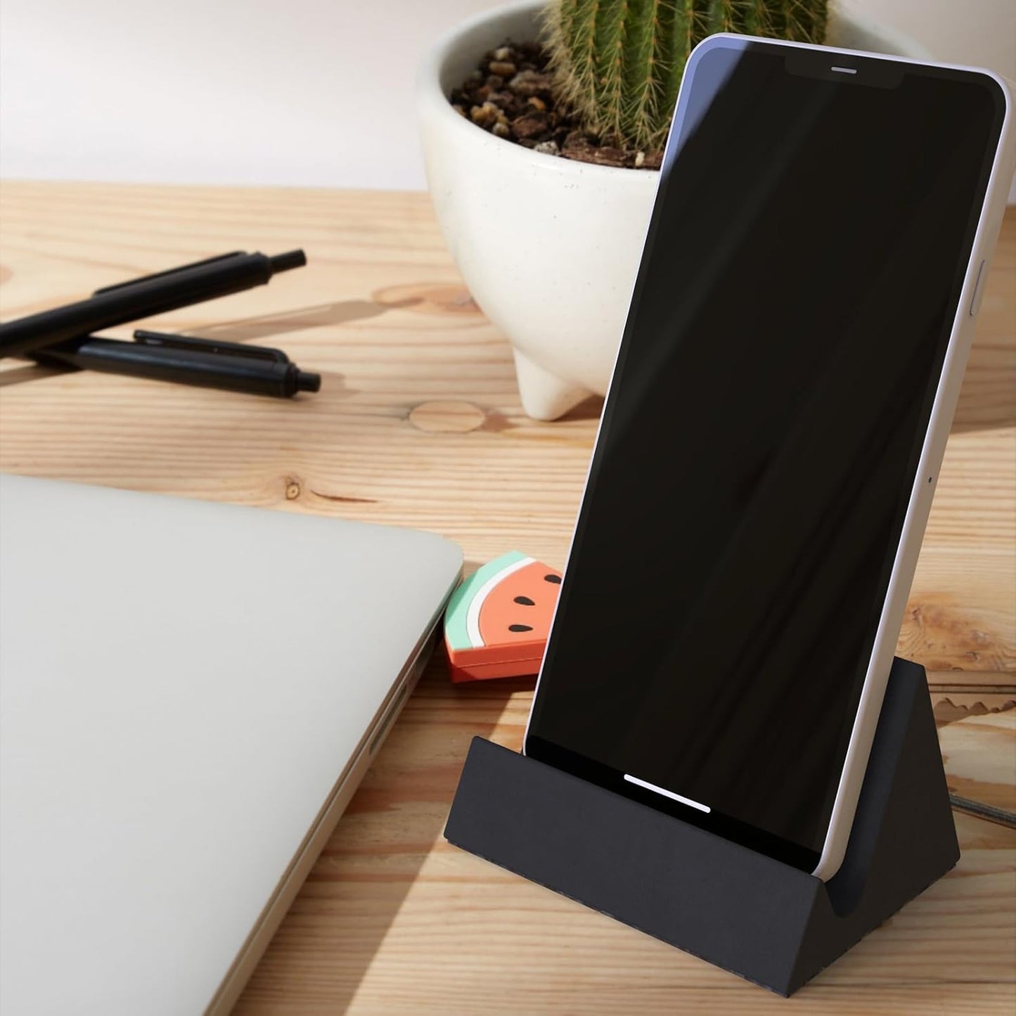 Concrete phone stand, desktop phone stand, multifunctional stand, compatible with iPhone 16/15/14/13/12 smartphones (Ink wash)