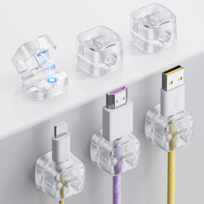 6-Pack Magnetic Cable Clips - Cell Phone Cord Holder for Nightstand, Mini Cube Cord Holder with 6 Extra Strong Adhesive Pads, USB Cable Magnetic Clip for Office Desk Home