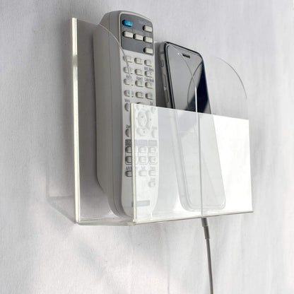 VANCORE Clear Wall Mounted Charging Phone Holder Smart Phone Station TV Remote Control Holder Wall Box (3 Holes)