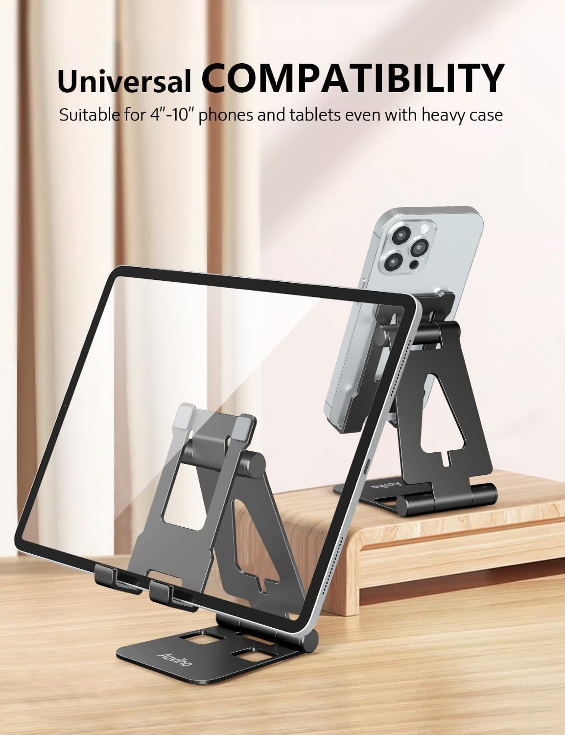 Aoviho Cell Phone Stand for Desk, Adjustable Desktop Phone Holder Stand, Foldable Moblie Phone Dock for iPhone17 16 15 14 13 12 11 Pro Xs Max Xr X 8 7 6 5 5s SE Nintendo Switch All Phones, Pink