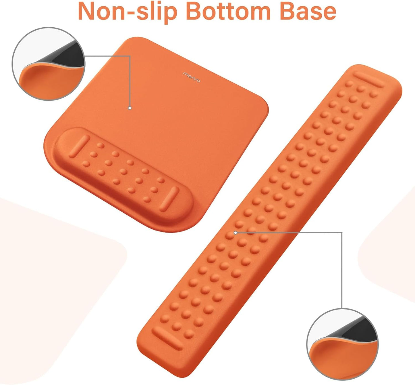 MOSISO Computer Keyboard Stand&Wrist Rest Support for Keyboard &Mouse Pad Set, Ergonomic Massage Wrist Rest Set, Easy Typing Working Acrylic Clear Stand for Office Home, Apricot