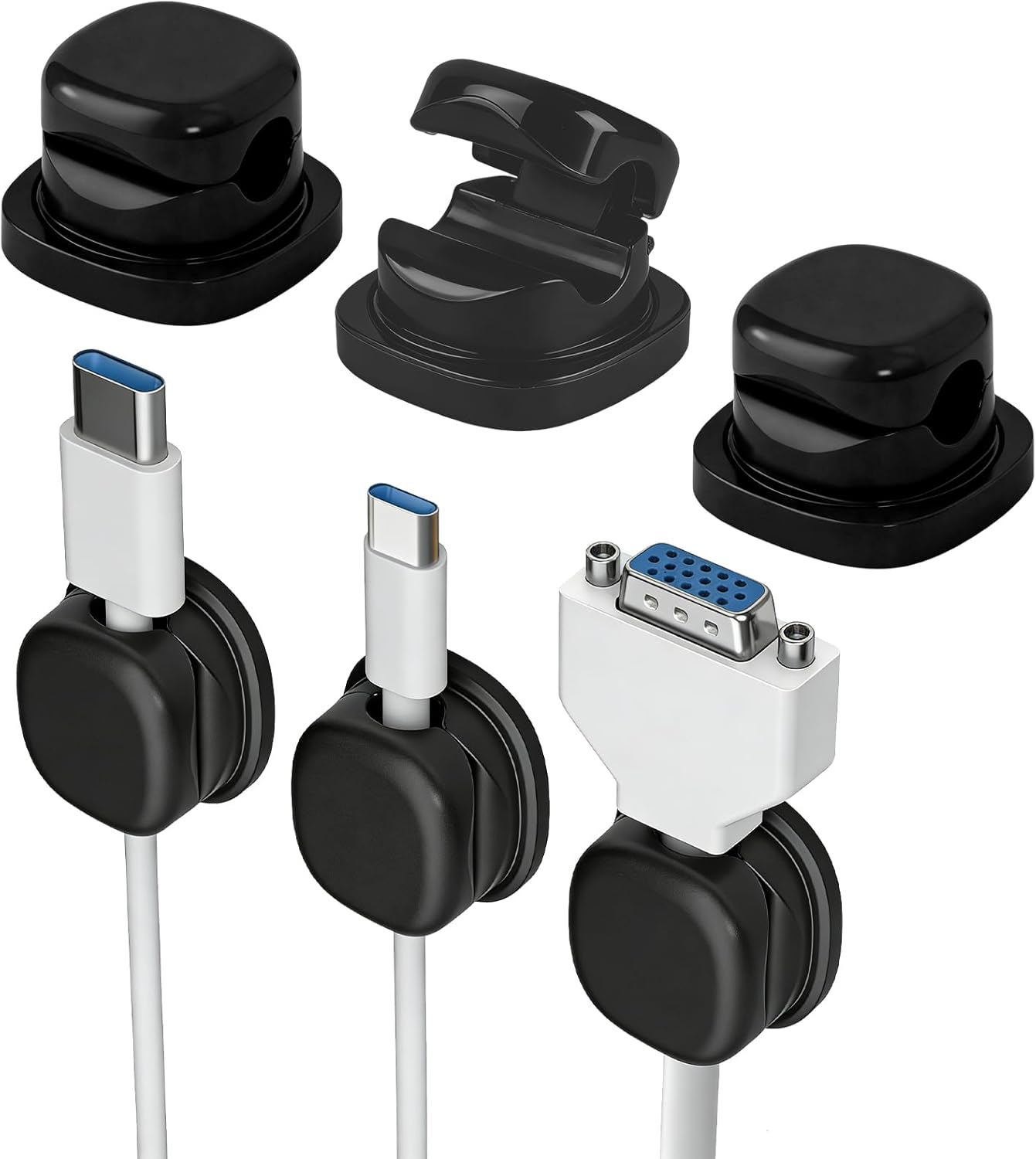 6 Pcs Magnetic Cord Organizer Holder,Magnetic Cable Clips,Cord Holder,Under Desk Cable Management, for Nightstand Home Office Desk Car Phone Wall Desktop (WHITE)