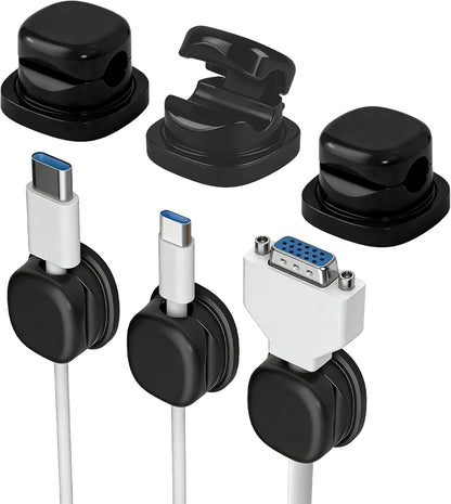 6 Pcs Magnetic Cord Organizer Holder,Magnetic Cable Clips,Cord Holder,Under Desk Cable Management, for Nightstand Home Office Desk Car Phone Wall Desktop (WHITE)