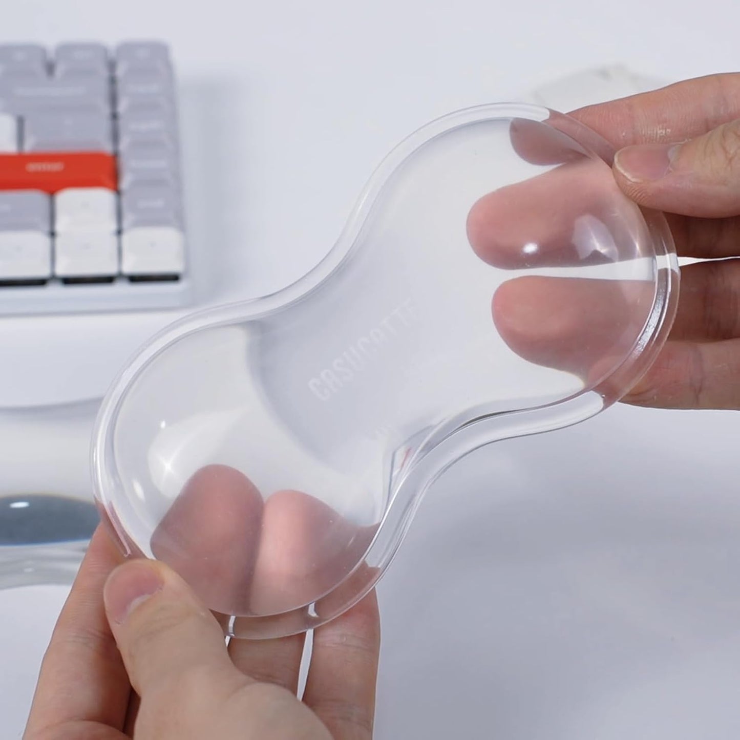 Ergonomic Clear Gel Wrist Rest for Computer Keyboard - Non-Slip Crystal Gel Pad, Soft Comfortable Support, Washable, Office Gaming Wrist Pain Relief