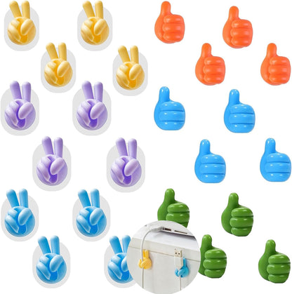 12Pcs Silicone Cord Holders, Thumbs Up Wall Hook for Keys Cord Organizer, Self Adhesive Cable Clips Hooks, Cool Office Gadgets for Desk Stuff